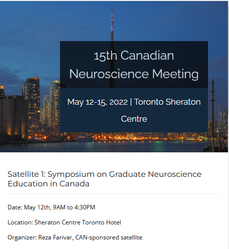 CAN_ACN's tweet photo. CAN is excited to present a Satellite Symposium on Graduate Neuroscience Education in Canada, May 12 before the upcoming #CANMeeting  Join us to discuss training professional scientists, in neuroscientific knowledge &amp; methods, and for social impact. https://t.co/ULhfGU6eRl https://t.co/Nli3VVUdmM