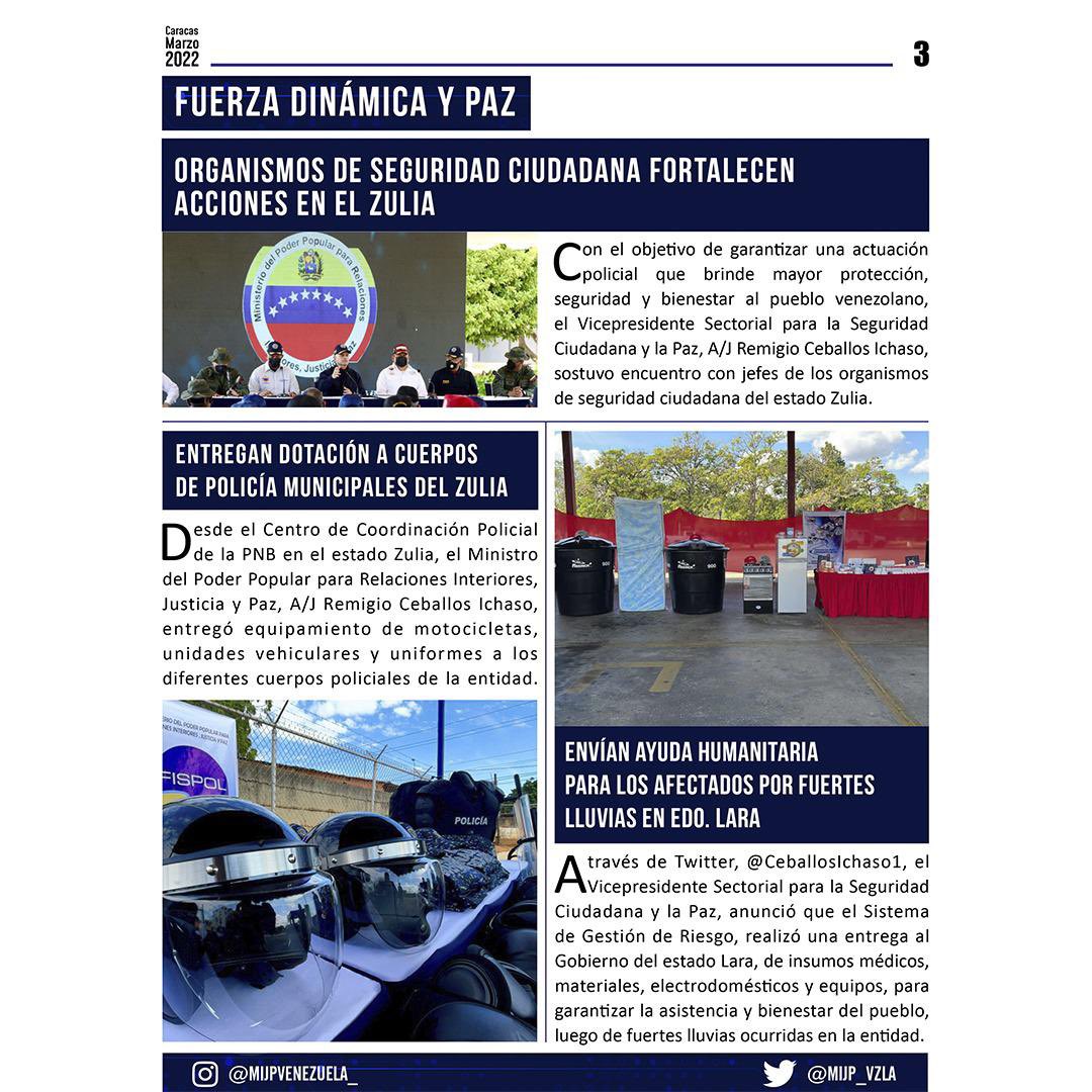 CeballosIchaso1's tweet photo. #14Mar| Vamos hacia el fortalecimiento integral de nuestros cuerpos de seguridad ciudadana y el Sistema de Gestión de Riesgo, avanzando en formación, dotación y desarrollo científico-tecnológico con la Gran Misión Cuadrantes de Paz, 3R.Nets ordenadas por el CJ @NicolasMaduro. https://t.co/J2QMuP1gK7