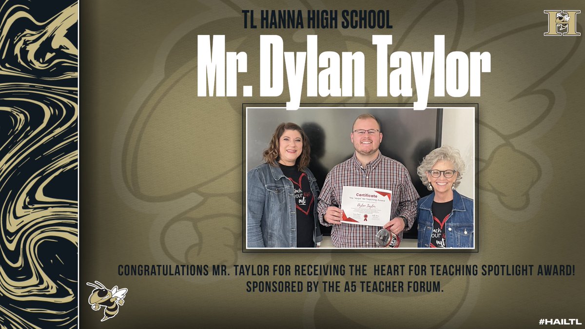 TL Hanna High School (@tlh_jackets) on Twitter photo Congrats to <a href="/TLH_Jackets/">TL Hanna High School</a> Math teacher @d_tay75 for receiving the “Heart for Teaching Spotlight Award” for this past term! Mr. Taylor truly loves his kids and loves his content! <a href="/carrieysimpson/">Carrie Y. Simpson</a> <a href="/AndersonFive/">Anderson Five</a> Congrats to <a href="/TLH_Jackets/">TL Hanna High School</a> Math teacher @d_tay75 for receiving the “Heart for Teaching Spotlight Award” for this past term! Mr. Taylor truly loves his kids and loves his content! <a href="/carrieysimpson/">Carrie Y. Simpson</a> <a href="/AndersonFive/">Anderson Five</a>