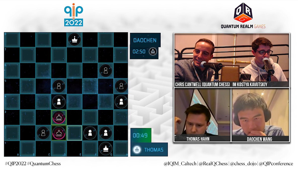 Quantum Checkmate! Congrats to <a href="/JointQuICS/">QuICS</a> Ph.D. student Daochen Wang, who advanced through five elimination rounds to take the top prize in the #QIP2022 Quantum Chess Tournament. go.umd.edu/qXM
