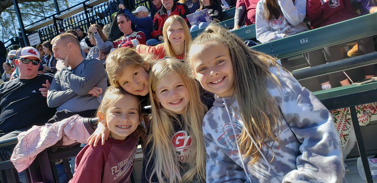 QlikDork's tweet photo. Congratulations to @Coach_Alameda and the @FSU_Softball team for a hard fought win against GA Tech yesterday. I don't have scientific proof, but my hyopthesis is that it's impossible to lose when you have this much cuteness cheering for you. #GONOLES #NOLEPRIDE https://t.co/b53vvVA98Z