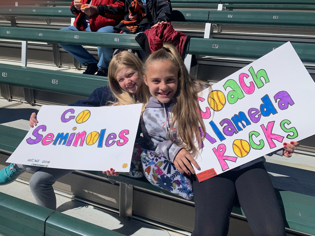 QlikDork's tweet photo. Congratulations to @Coach_Alameda and the @FSU_Softball team for a hard fought win against GA Tech yesterday. I don't have scientific proof, but my hyopthesis is that it's impossible to lose when you have this much cuteness cheering for you. #GONOLES #NOLEPRIDE https://t.co/b53vvVA98Z