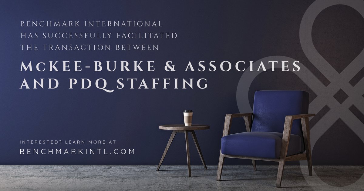 benchmarkgroup's tweet photo. Benchmark International Successfully Facilitated the Transaction between McKee-Burke & Associates and PDQ Staffing
https://t.co/yPmJmb7ksr
#Dealcompletion #MandA #Sellersmarkert #manufacturing ##Oppertunities https://t.co/O1VDmiaIGf