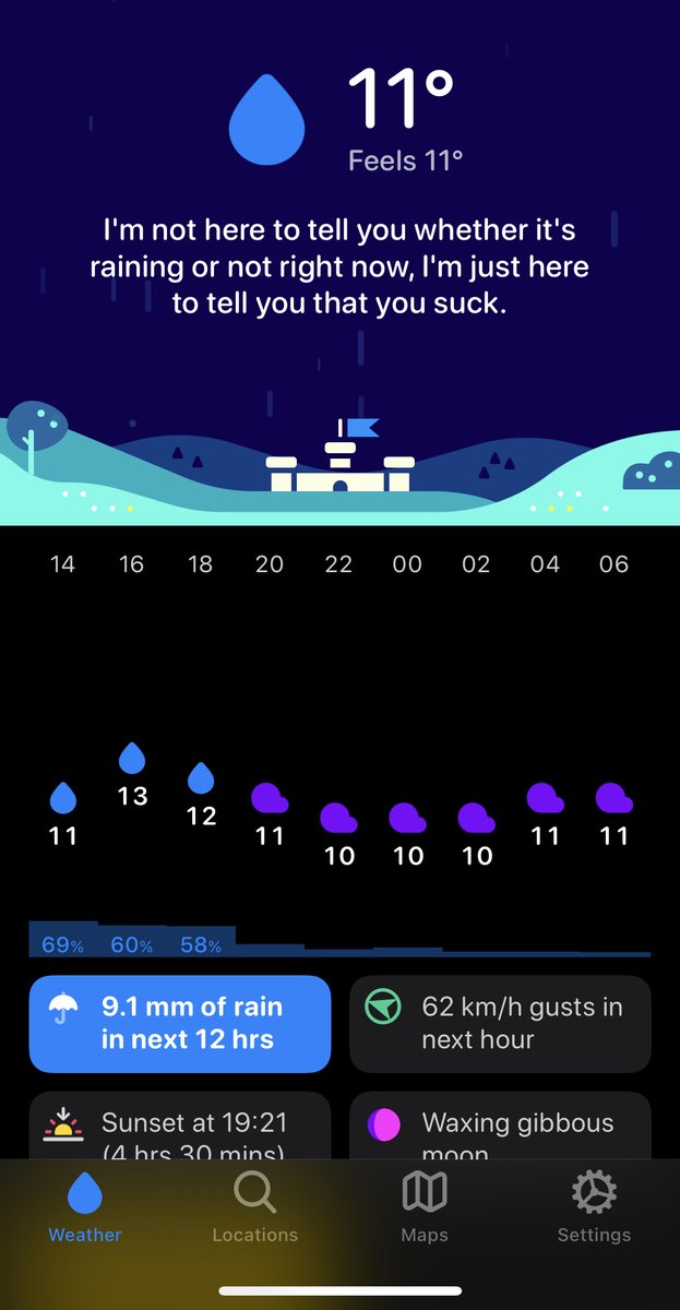 ivela's tweet image. Weather Apps are getting pretty snarky these days…