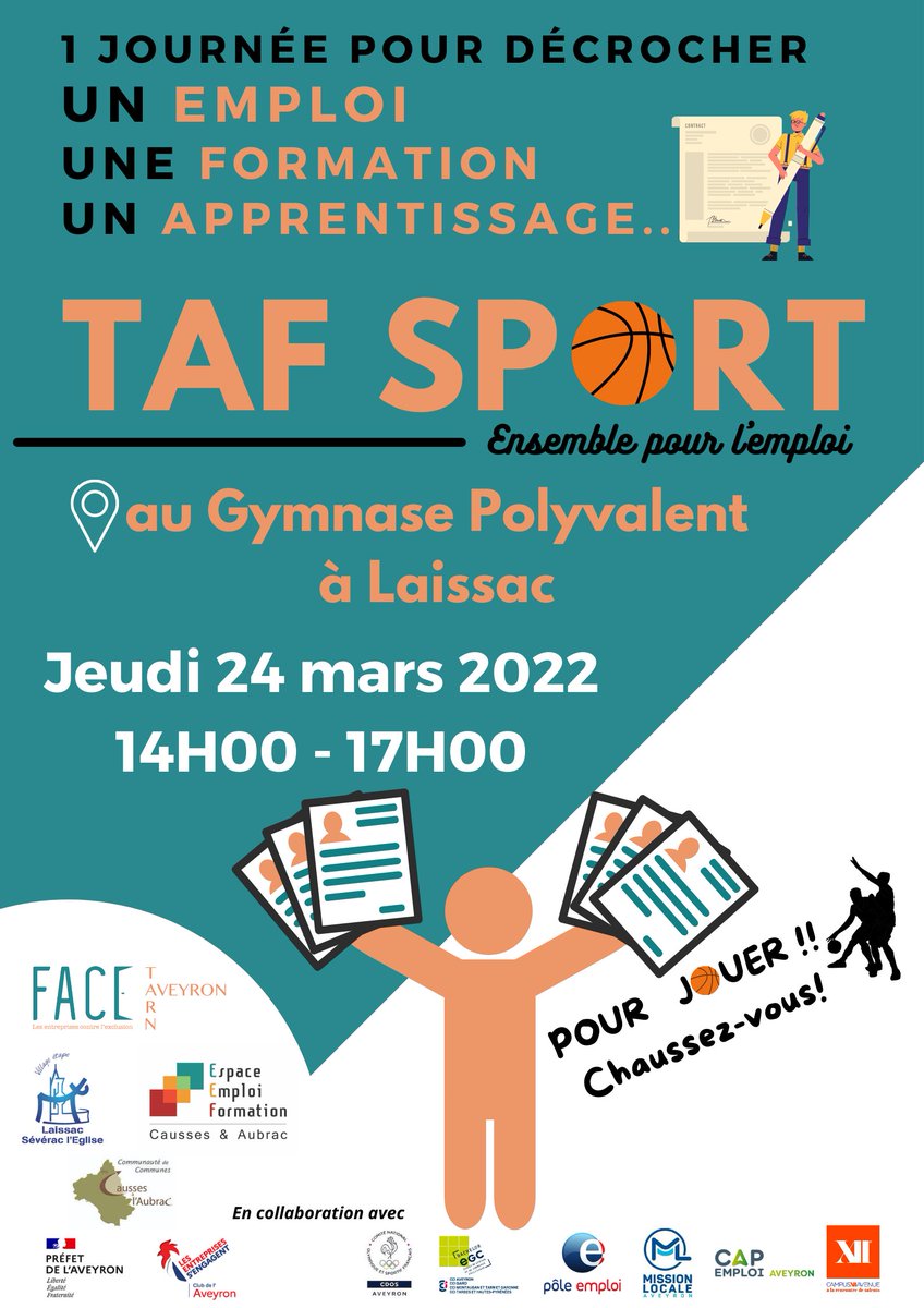Vous chercher un job? RDV le 24 mars au gymnase de Laissac pour rencontrer des entreprises dans une ambiance conviviale 
TENUE DECONTRACTEE CONSEILLEE :)
Pour vous inscrire, appelez le 07 87 22 41 07
