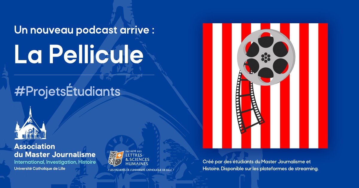 MasterHJ_Lille's tweet photo. 🎙 #ProjetsÉtudiants - Découvrez le nouveau podcast cinéma créé par 5 étudiants du master avec le @MediaLab_Lille et @RadioUCLille : « la Pellicule » !
👉 À écouter ici : https://t.co/jMGfVmR6Wz https://t.co/PvKzA2R82I