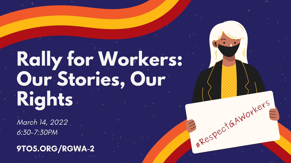 9to5georgia's tweet photo. There's still time to register for today's "Rally for Workers" event! Join us at 6:30PM to hear directly from workers, share your story, learn about #HB1389 &amp; #HB1390 , and take action to help create safer and more respectful workplaces.  

Register: https://t.co/LSLbn47kBY https://t.co/nTqUyRb42E