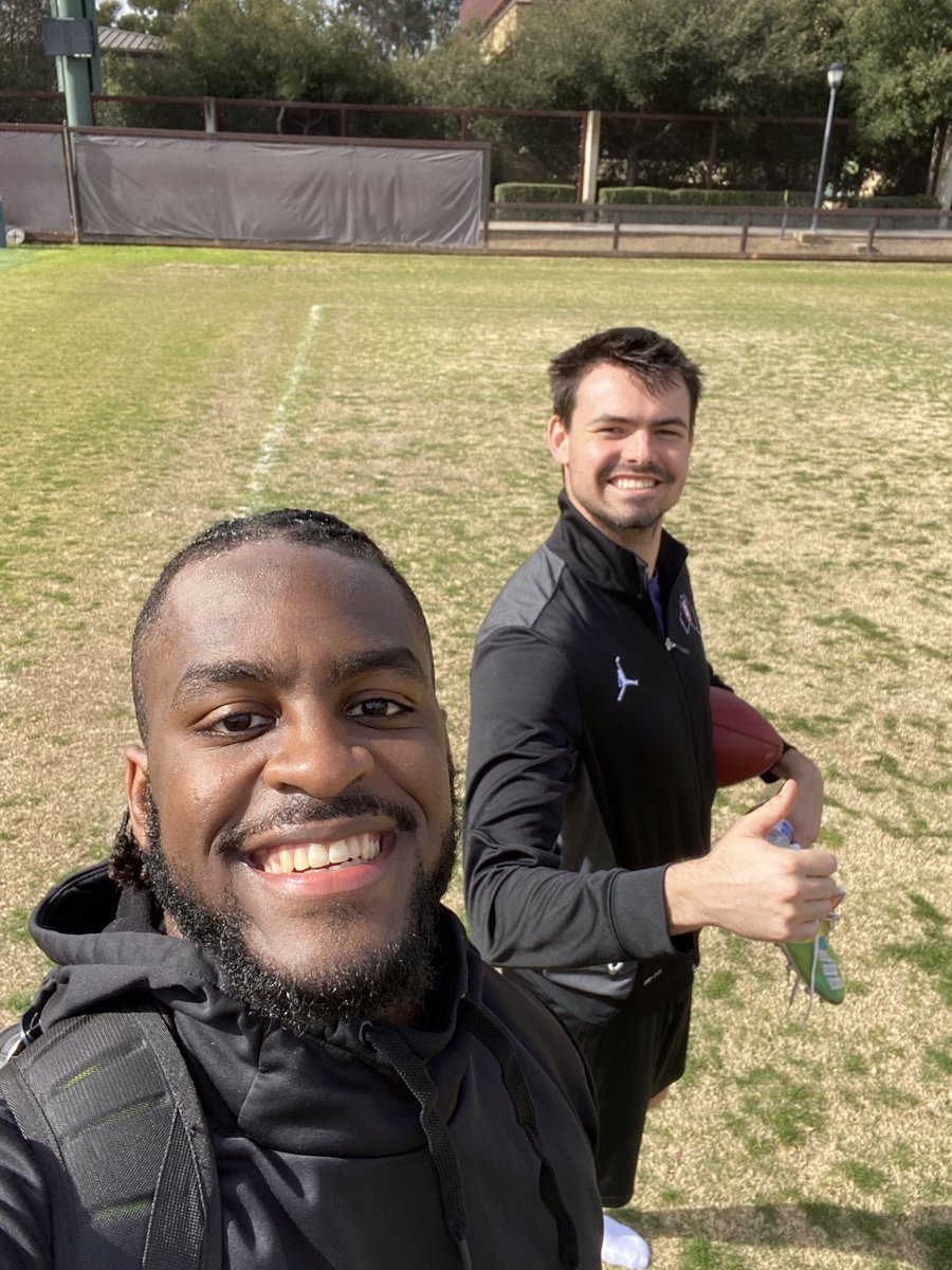 krichardson46's tweet photo. My favorite Stanford QB WR combo getting ready for Pro Day for  @Donald_Stewart8 Good luck Donald &amp; it will be fun to watch Jack throw it around one last time on Thursday! Cardinal or Demon Deacon you are a great player and great young man. Have fun! https://t.co/aUTMZBHFAT