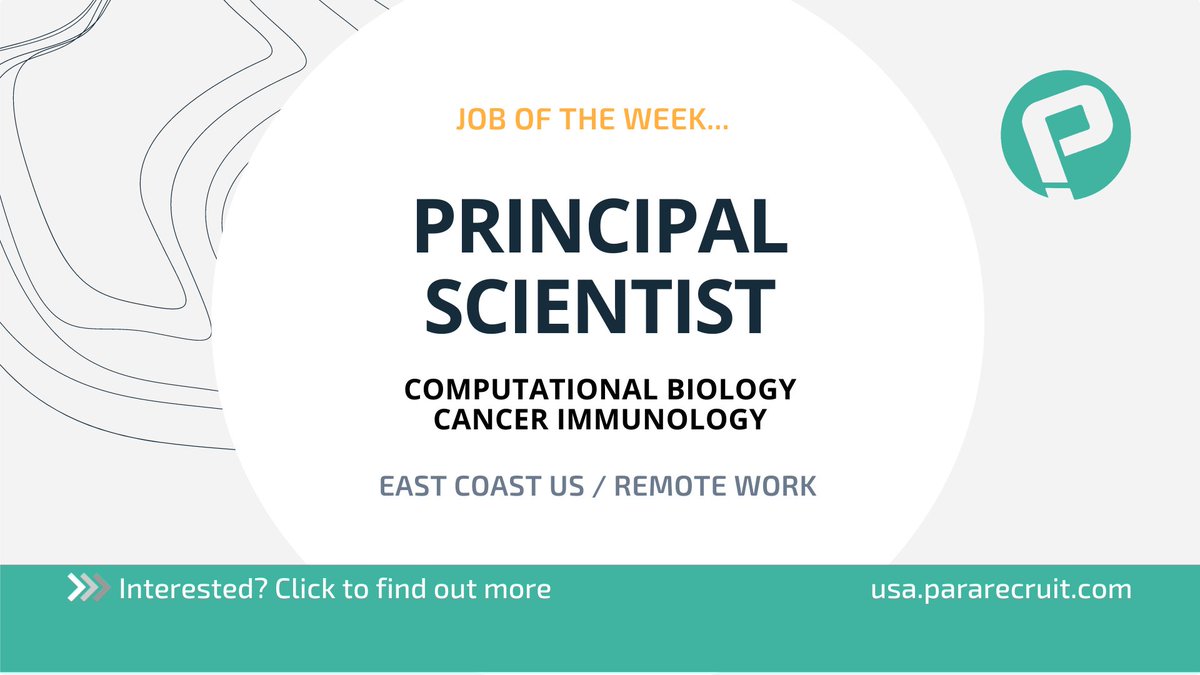 ParamountRec's tweet photo. Job of the week!
Principal Scientist - Computational Biology โ Cancer Immunology. Location: East Coast US / Remote work.
https://t.co/NxtawSX8PO
#job #computationalbiology #bioinformatics #immunooncology #translationalbioinformatics https://t.co/WMuzOqY7D6