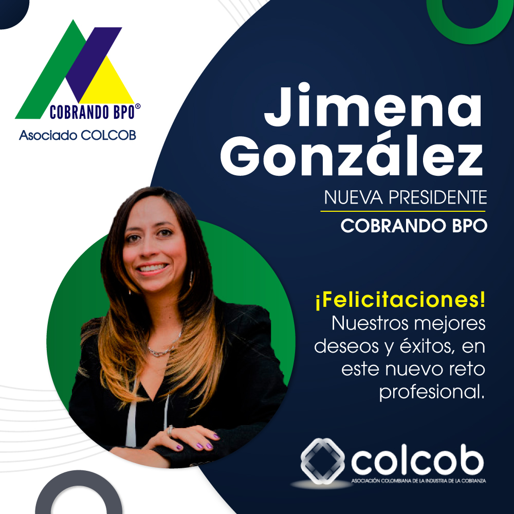 Colcob_Colombia's tweet photo. 📣 Desde Colcob felicitamos a Jimena González por su nuevo cargo como Presidente de Cobrando BPO.  👏🏼 Nuestros mejores deseos y éxitos en este nuevo reto profesional. #AsociadosColcob https://t.co/KAEe2qDCp6