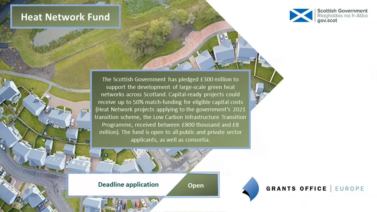 GrantsOfficeEur's tweet image. Apply now for funding, from @scotgov to go towards the capital costs of your #lowcarbon #heat #networkproject. Find more info at👉 : buff.ly/3q28FFb