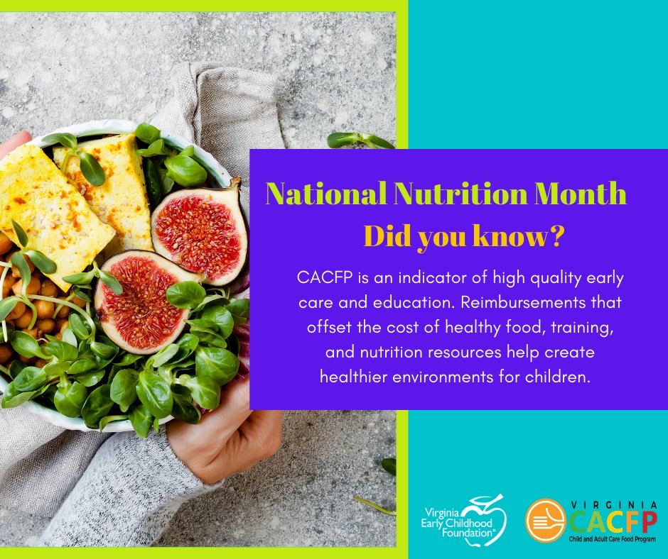 VECF_Ready's tweet photo. Celebrate CACFP Week and National Nutrition Month! Find a CACFP sponsoring organization at https://t.co/IndTZFSFy9  #VACACFP https://t.co/s4d1SZ6m3U