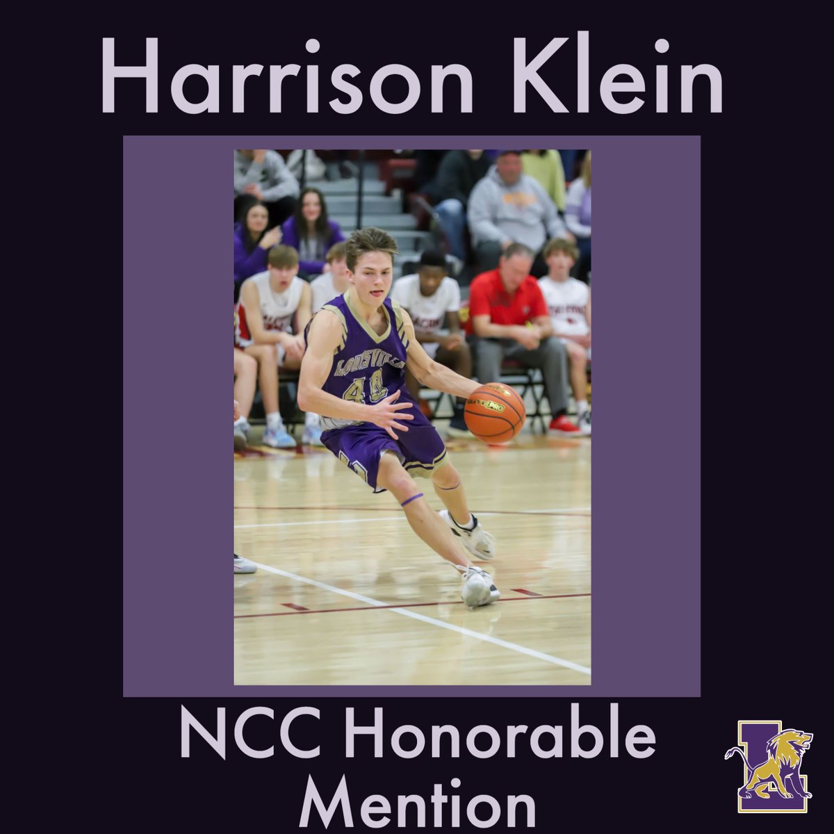 Congrats to Harrison Klein as he was named NCC Basketball Honorable Mention this year!

#LouisvilleLions
#CementCity
#PurplePride