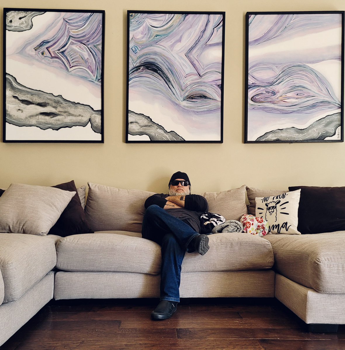 tbmerritt's tweet photo. Nice to finally have these done and hung...took a while. #triptych #geodeart for Will and Melanie Barton. Little Rock, AR  #customartwork #fineart #fineartpainting https://t.co/8eYgzJ6A6U