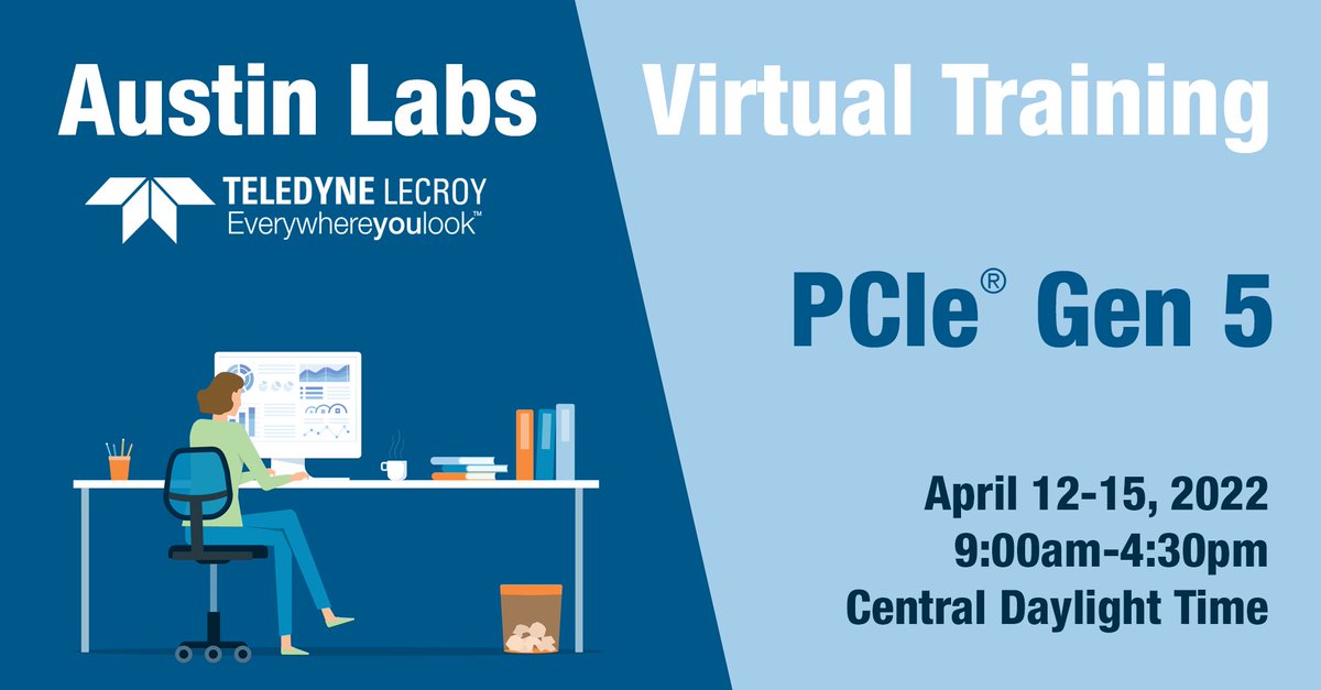 TeledyneLecroy's tweet photo. #PCIeGen5 #VirtualTraining class! Join #TeledyneLeCroy’s #AustinLabs, April 12-15 for an in-depth examination of the #PCIExpress bus architecture and #ProtocolLayers. Learn more and register: 
https://t.co/rSuxbUW8Ne #pcie #gen5 https://t.co/BZcJIcOUld