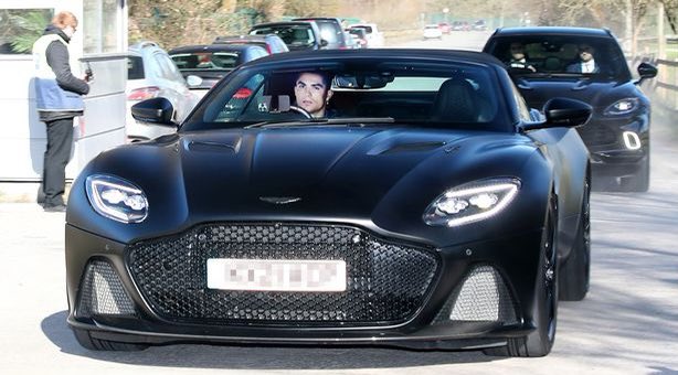 TeamCRonaldo's tweet photo. Cristiano Ronaldo has arrived at training He drove into training at Carrington in a convertible Aston Martin worth £200k. https://t.co/7aOyBcCqqj