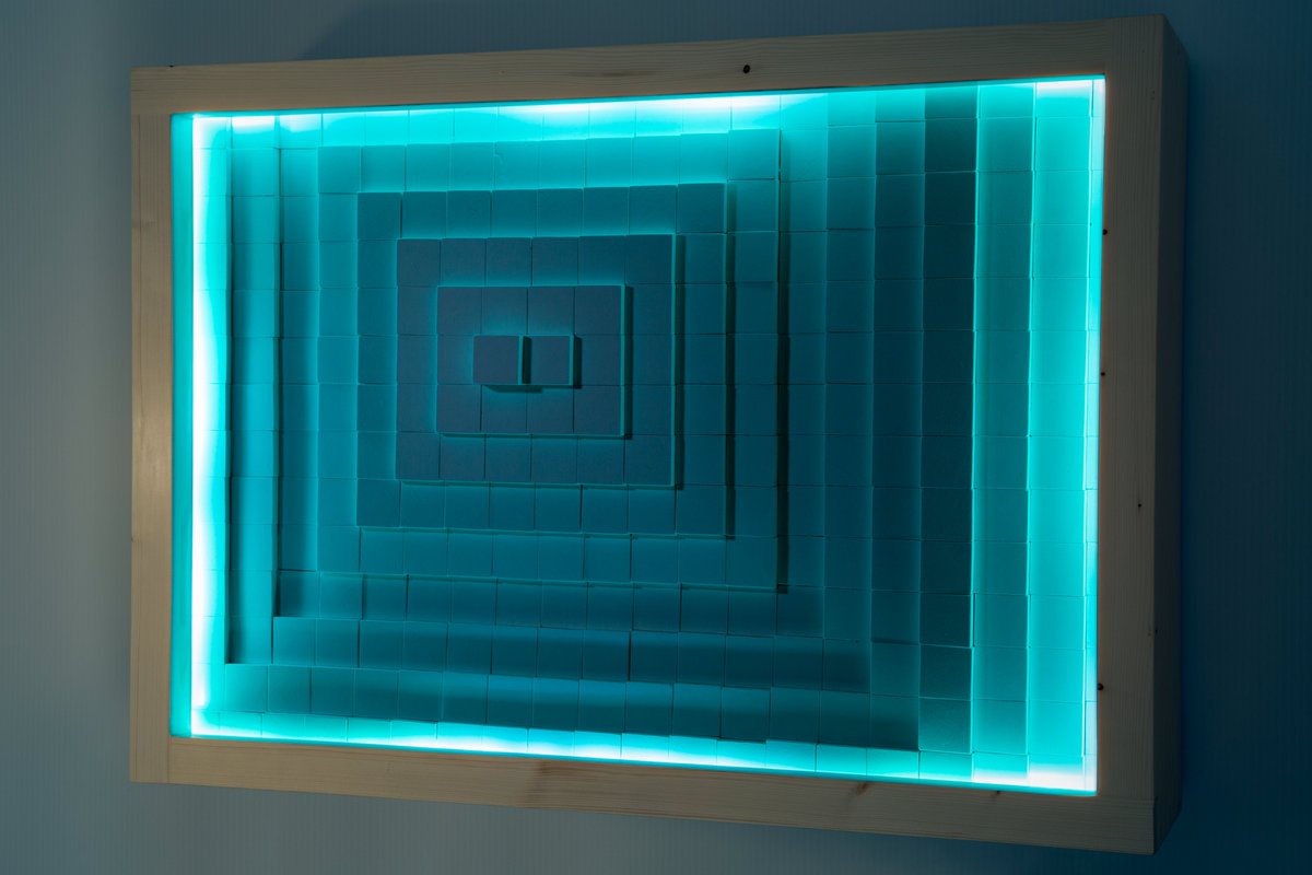 FUTURETROart's tweet photo. Green and serene - Which colour do you prefer?
Fruition of the Flow by @FUTURETROart
Interactive Wall #LightSculpture
Smart enabled + Sound responsive
Designed to induce relaxation + improve wellbeing
#interactivesculpture #geometricart #futuretro #contemporaryart #sculpture https://t.co/hKSLPpxCOw