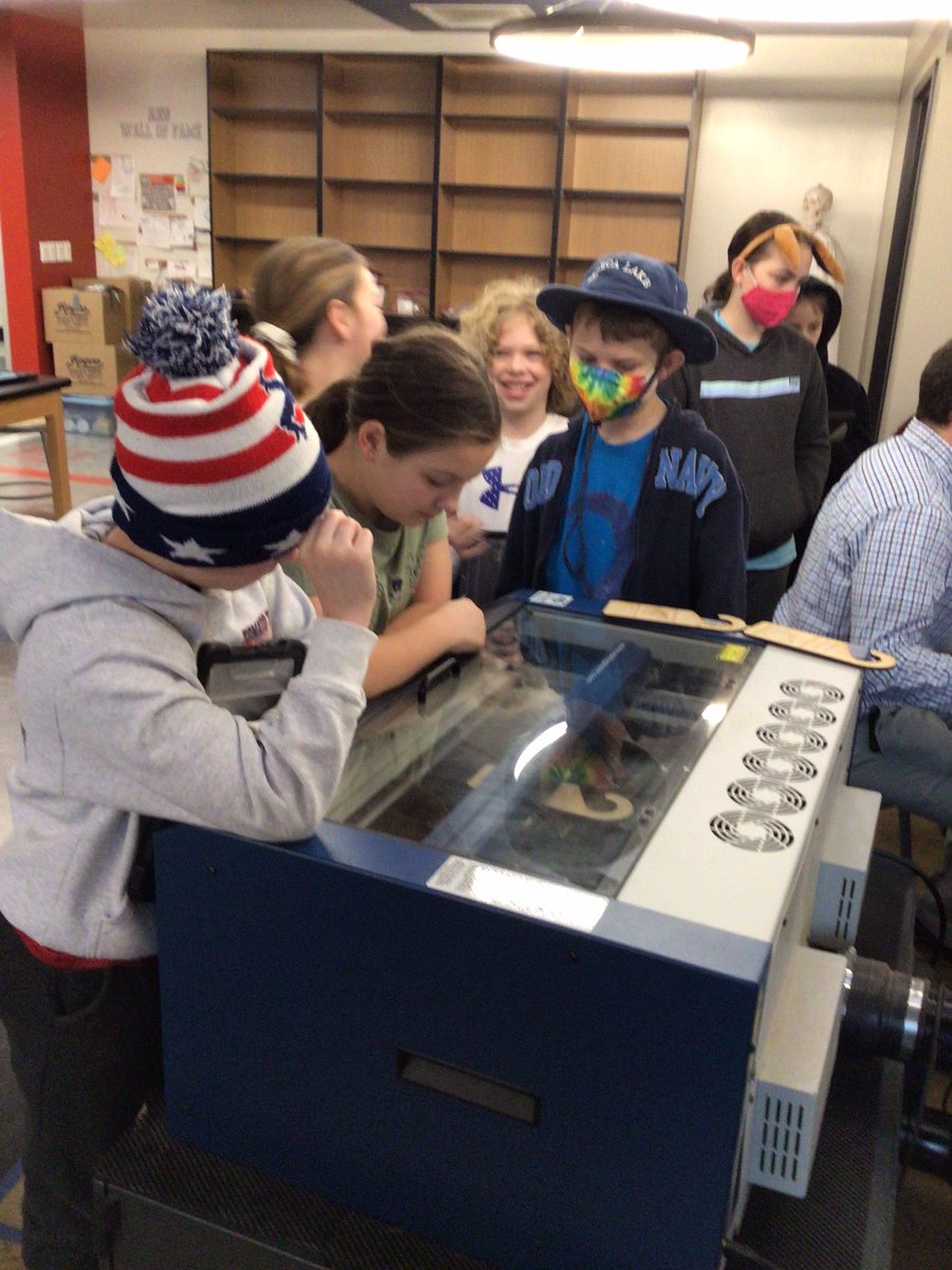 AES 5th graders are finishing up our laser engraver collaboration with Mr. Daly to design and engrave a door hanger for their door. They are definitely excited to see what is available at OAMS &amp; OFA! <a href="/OAUpdate/">OA Schools</a> <a href="/Green__Corey/">Dr. Corey A. Green</a> <a href="/OA_Farrell/">Dr. Robert L. Farrell</a>