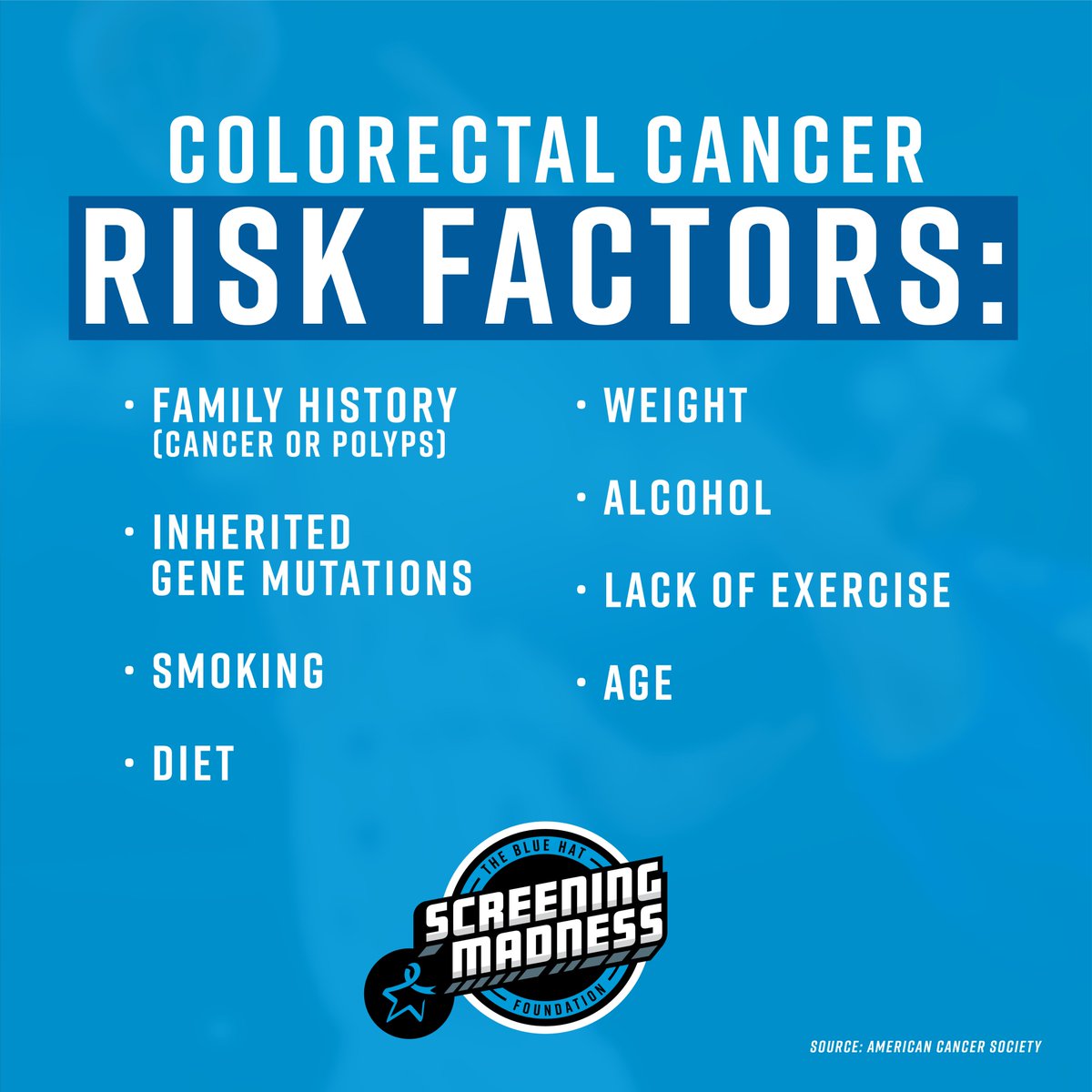 March is #ColorectalCancerAwarenessMonth! Colorectal cancer is preventable, treatable, and beatable with early detection. We’re teaming up with @BigTenCRC and @BlueHats4colons to encourage screening. Make the pledge today!  bigtencrc.org/screeningmadne… #ScreeningMadness