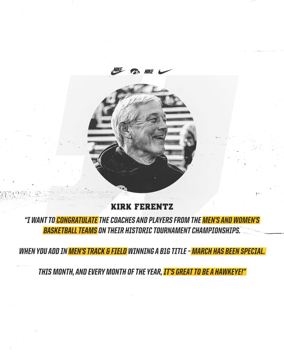 🤝 <a href="/IowaWBB/">Iowa Women's Basketball</a> 🏆
🤝 <a href="/IowaHoops/">Iowa Men’s Basketball</a> 🏆 
🤝 <a href="/IowaXC_TF/">Iowa Track & Field/Cross Country</a> 🏆

#Hawkeyes