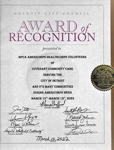 michpca's tweet photo. Great way to kick off #AmeriCorps Week in 2022! @miamericorps 

Thank you to the Detroit City Council for recognizing the efforts, #service and #dedication of #MPCA #AmeriCorps #HealthCorps members for making an impact at @CCCDetroit 

#AmeriThanks #WeAreAmeriCorps https://t.co/n8XEPwfyTn