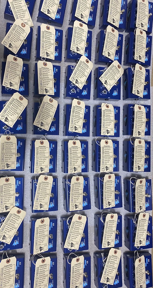 ThisIsAPIaudio's tweet photo. Tag Team - These API Select TranZformer GTR pedals have been completed, received their White Glove Inspection tags, and are ready to be packed.  #apiaudio #apiselect #apiselectTranZformer #apiselectTranZformerGTR https://t.co/mt4xlvBaBY