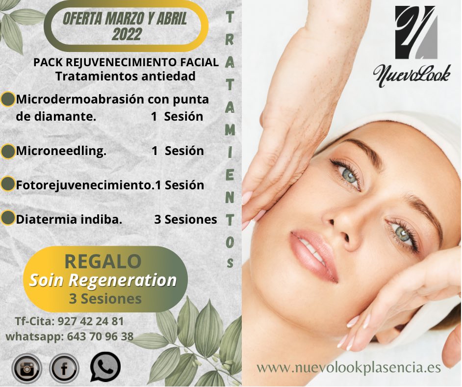 LookPlasencia's tweet photo. 🍀 Oferta especial para ti. Durante los meses de Marzo y Abril puedes llevarte este fantástico pack de rejuvenecimiento facial,  tratamientos antiedad para tu piel.

🍀Aprovecha la oportunidad e infórmate de todos los beneficios que pueden aportar a tu piel
.
.
.
#belleza https://t.co/iElPHBvCEn