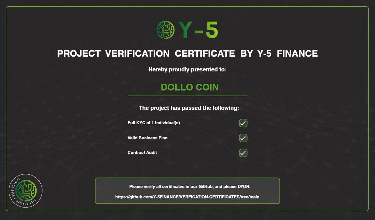 We are now listed on the Y-5 Exchange.  I look forward for future collaborations with the @Y5Token1 team. 
#dollocoin #dolloknights #dolloconnect #passiveincome #busd #bscgem #beyondthemoon