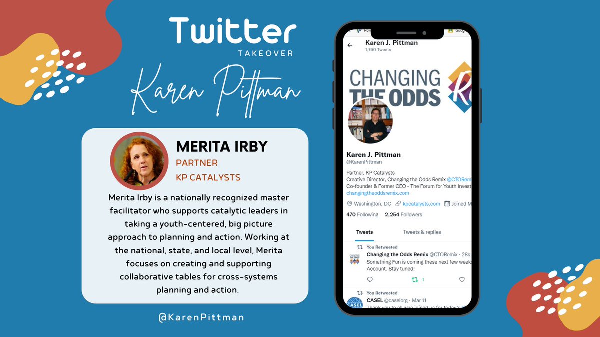 KarenPittman's tweet image. Longtime friend &amp;amp; collaborator @MeritaIrby will #TakeOver @KarenPittman’s twitter account for the next 7 days. Stay tuned for her personal touches and insights on #ChangingTheOdds for #AllLearners in #AllSettings