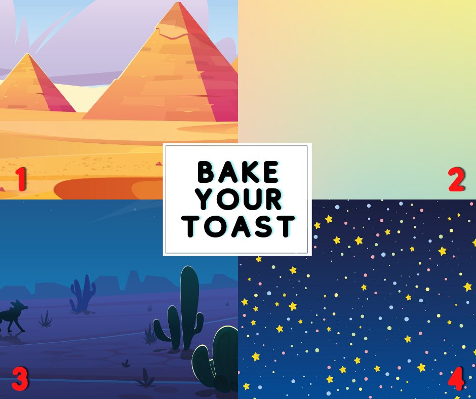 TOASTWARSnft's tweet photo. 🍞🔥BAKE YOUR TOAST🍞🔥

Let’s build together a Toast Wars #NFT 

Pt. 1 : Background

Comment with the number related to your favourite background, the best one will be the start of our community-built toast! https://t.co/tF1mMmkWef