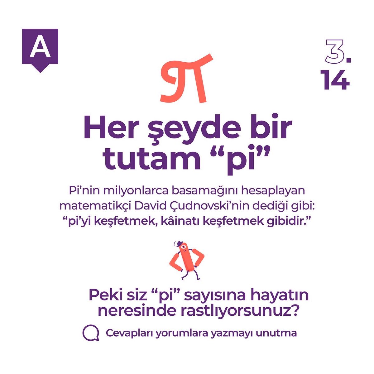 algorithmicsist's tweet photo. Pi gününüz kutlu olsun!

Algorithmics olarak matematik ve kodlamanın olduğu her yerdeyiz. Pi gibi sonsuz olmasak bile kurslarımızla çocukların geleceğine dokunduğumuz her an #pi kadar engin hissediyoruz.

#Pi ile kal!

#PiDay #piGunu #python #kodlama #GraphicDesign https://t.co/v7o5DtSNQL