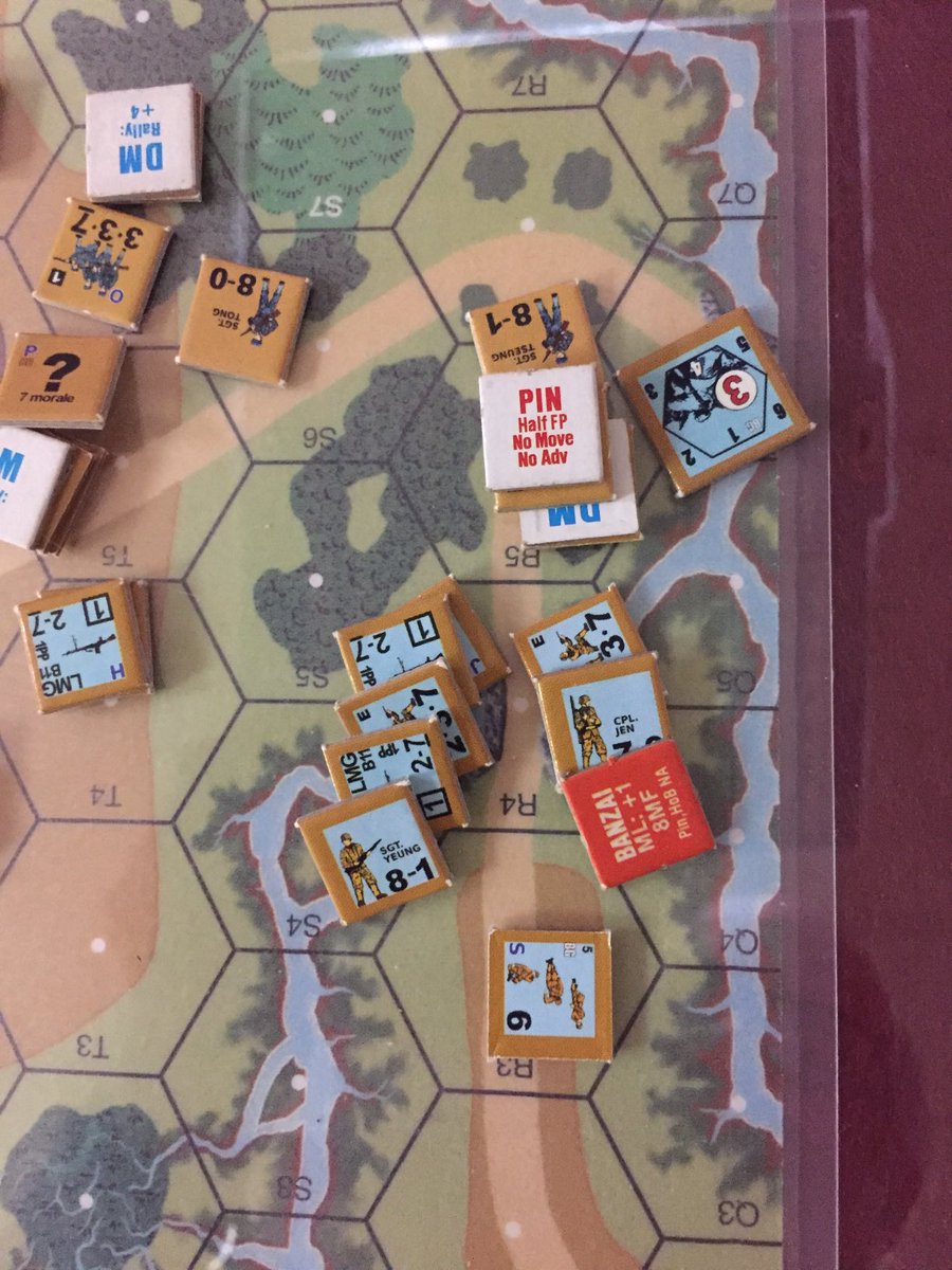 the2halfsquads's tweet photo. Scenario BFP 36 ends with the Chinese Nationalists clearing the reds from south of the road. Came down to the last CC (on right) even the sniper helped by pinning a unit. #advancedsquadleader #boundingfireproductions #bfp https://t.co/2n70io8EX2