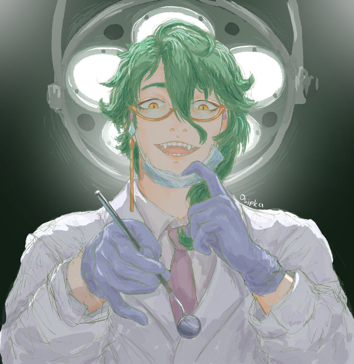 0sipka's tweet photo. #BaizhuWeek Day 1: Teeth/Medicine 
#Baizhu #GenshinImpact @BaizhuWeek https://t.co/IpM5V920si