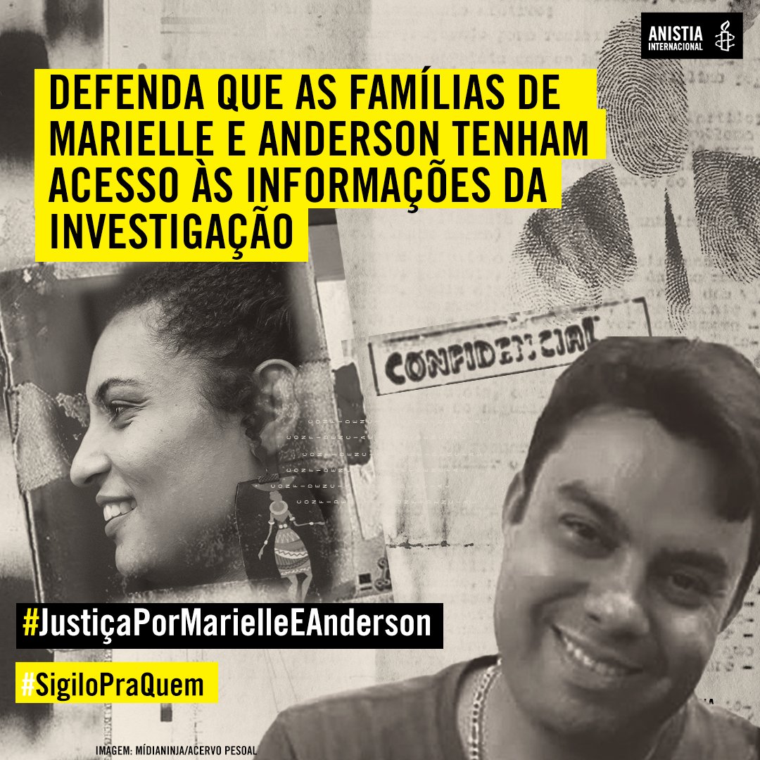 anistiabrasil's tweet photo. #JustiçaPorMarielleEAnderson 🔴Até hoje o caso já teve 5 trocas de delegados, 11 promotores e promotoras – e ainda restam perguntas sem resposta. As mudanças constantes denunciam descaso do poder público frente ao crime. ❌Basta de impunidade!
#SigiloPraQuem https://t.co/r6EMDFJjLt