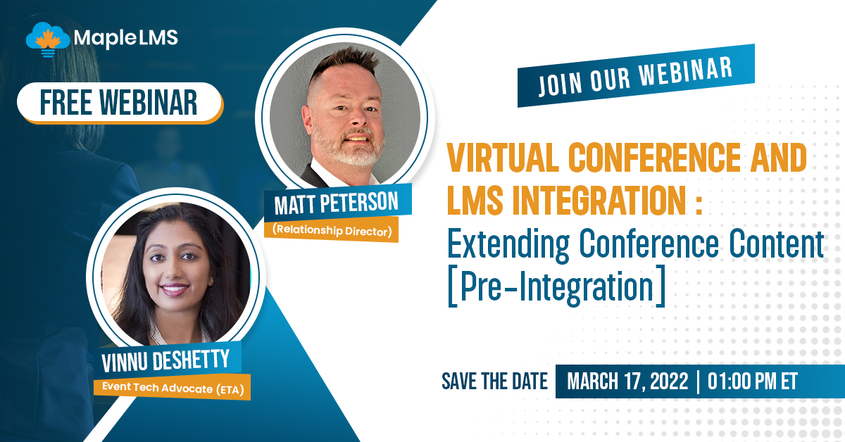 maplelms's tweet image. Worried about integrating your  LMS with virtual conferences? Meet our LMS expert at the “Virtual Conference and LMS Integration: Extending Conference Content [Pre-Integration]” webinar on March 17, 2022, for solutions!👉 zcu.io/SRsH #LMSIntegration #VirtualConference