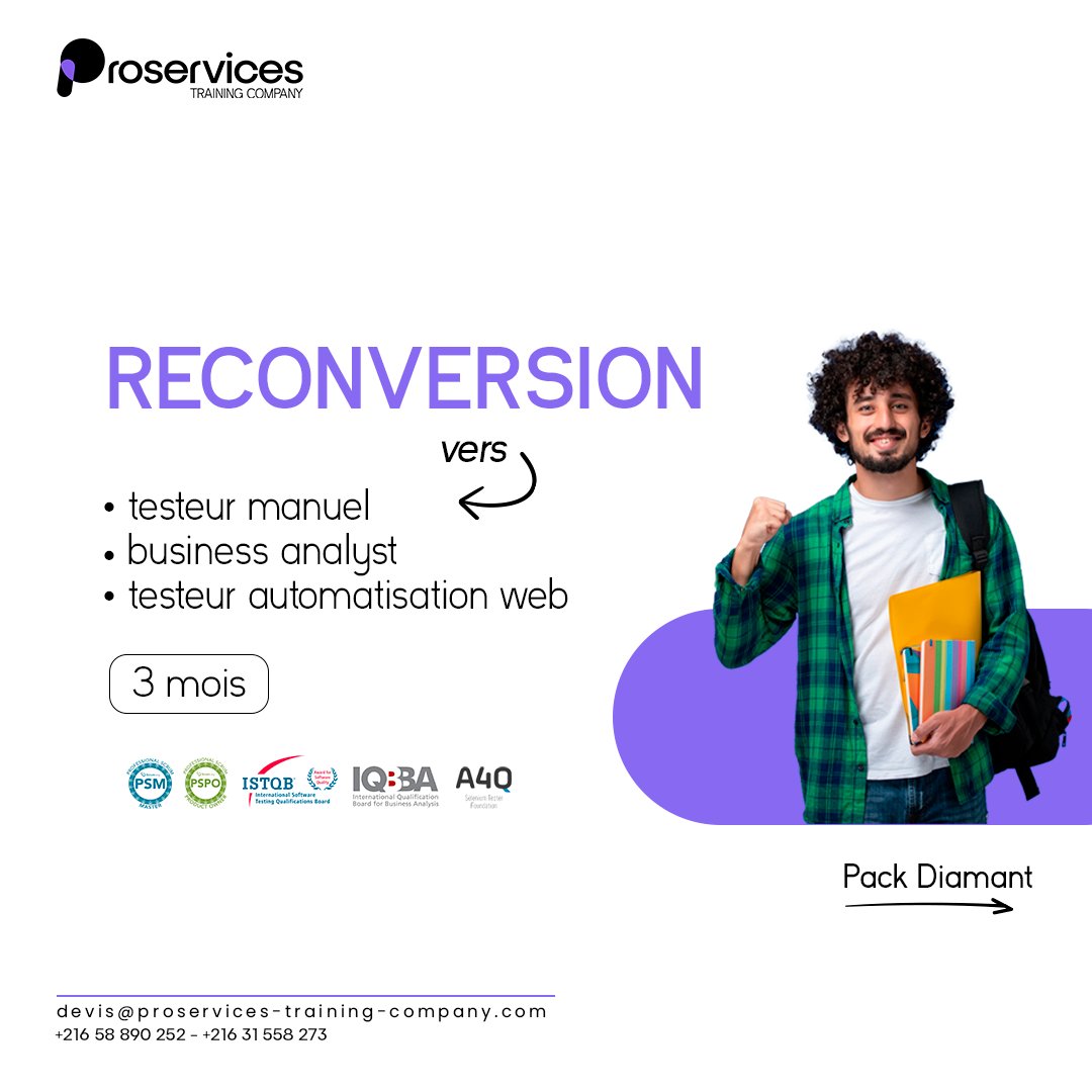 proservicetrai1's tweet image. Des métiers avec un bon salaire et très demandés partout dans le monde ça vous tente ? 
N&apos;hésitez pas à nous contacter⤵️
📞+216 58 98 02 52 ou +216 31 55 82 73
Pour demander un devis: bit.ly/3w1lPGh
Nous sommes présents linktr.ee/proservicescom…
#istqb #testautomation
