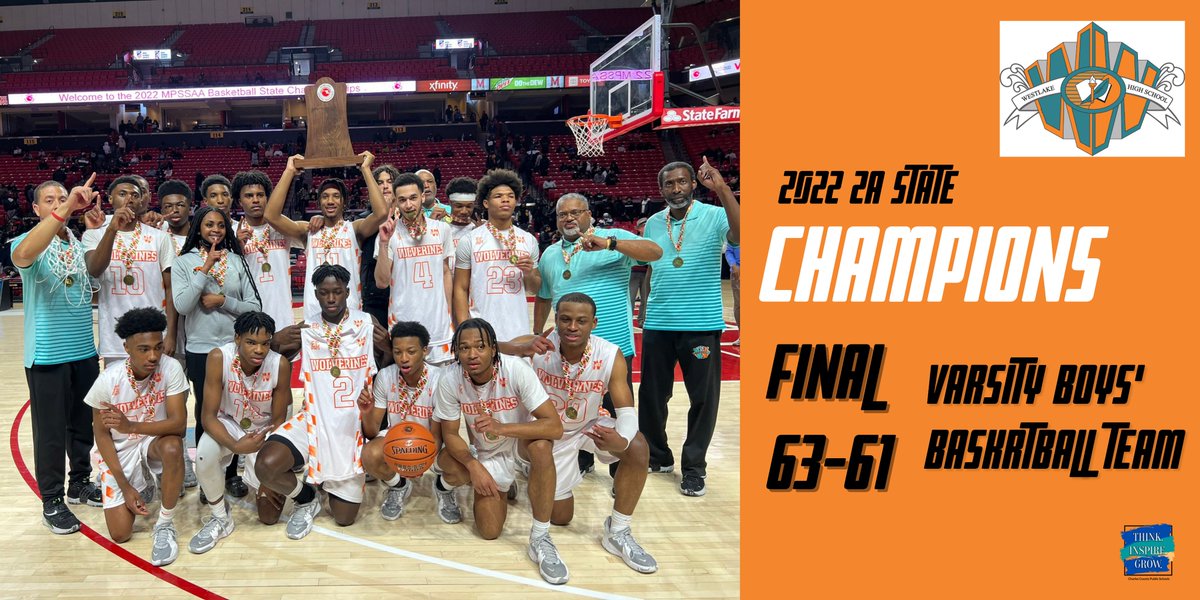 Congrats to Westlake High School Boys' Basketball team for winning the 2A State Championship title against Fredrick Douglass High School at University of Maryland College Park this past weekend! Westlake also received the Sportsmanship Award.

Photo creds: <a href="/Westlake_Cheer/">Westlake HS Cheer MD - 2024 STATE CHAMPIONS</a>