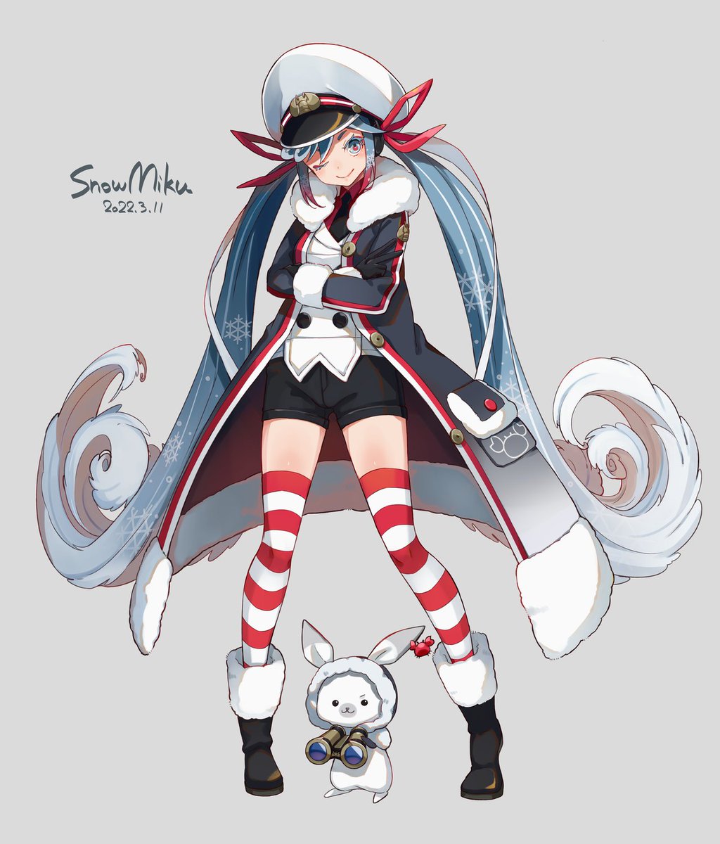 初音ミク ,ラビット・ユキネ ,雪ミク 「マイフレンドにリクエストされて雪ミク描いた。 」|塩街のイラスト