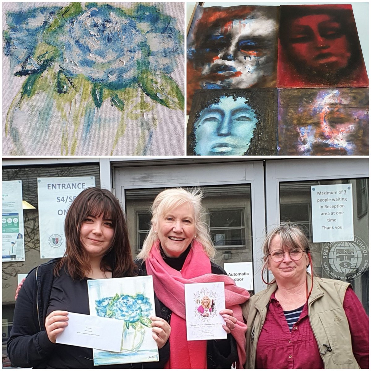 SpeysideART's tweet photo. Very proud of Anna, hers she is being presented a cheque from Lis Turner. Just this year she has started painting in oils and spending her own money on materials. https://t.co/kbmJZ25qAg