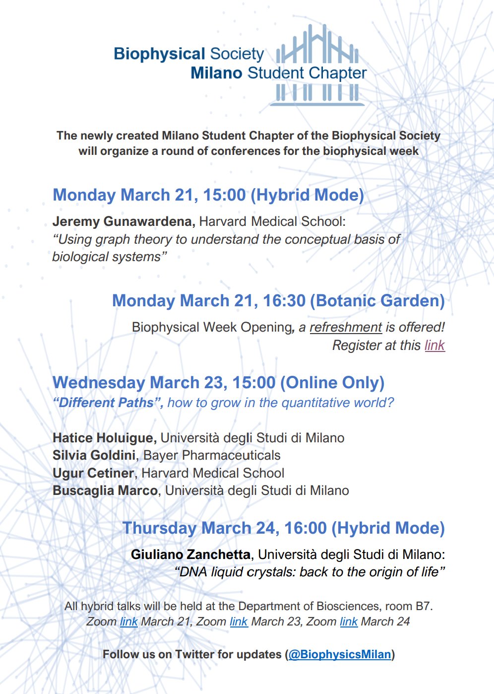 Biophysical Society Milano on Twitter "We are excited to announce that next week is Biophysics
