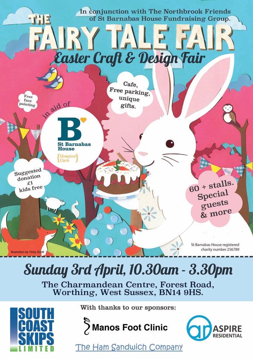 The Fairy Tale Fair (@fairytale_fair) on Twitter photo Join us at #Worthing Charmandean on Sun 3rd April for our Easter craft fair in aid of <a href="/StBarnabasHouse/">St Barnabas House</a>! 65+ talented stall holders join us plus special guests, cafe and FREE face painting! thefairytalefair.co.uk/fairy-tale-fai… Join us at #Worthing Charmandean on Sun 3rd April for our Easter craft fair in aid of <a href="/StBarnabasHouse/">St Barnabas House</a>! 65+ talented stall holders join us plus special guests, cafe and FREE face painting! thefairytalefair.co.uk/fairy-tale-fai…