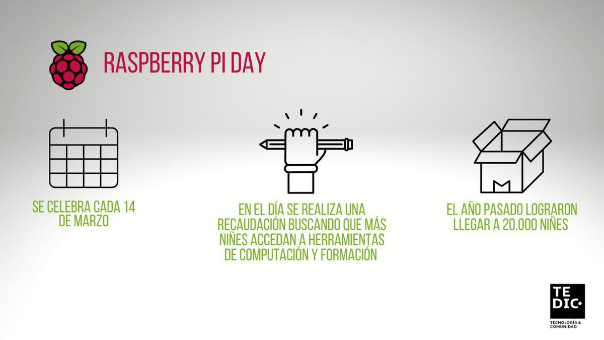 TEDICpy's tweet photo. Hoy se celebra el #RaspberryPiDay organizado por
@Raspberry_Pi
🙌🏻 El evento busca recaudar fondos para la Raspberry Foundation, una fundación que busca acercar a jóvenes y niñes a la #tecnología con herramientas de hardware y #softwarelibre. https://t.co/iLZ3KOxHd3