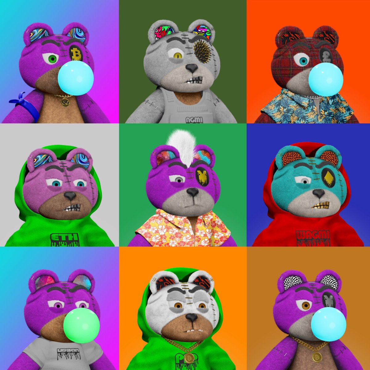 thecoolmomGB's tweet photo. My complete @graffitibears collection!  Will be adding more soon …..trying to get a 1/1! 🐻💎 https://t.co/9FASR3LJZo