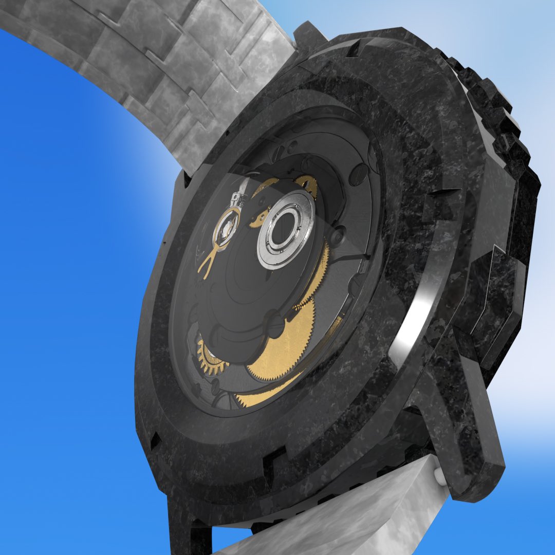 ElsenorEth's tweet photo. Marble caseback - nft watch by @FTSY8studio https://t.co/25W7j9Kd5g