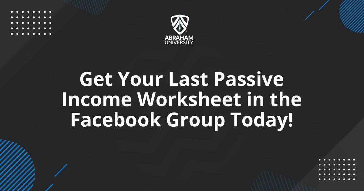 AbrahamUniv's tweet photo. Head to the Facebook Group for your last worksheet on Passive Income: https://t.co/SEYxxL17Xd https://t.co/FV6T6VaTPy