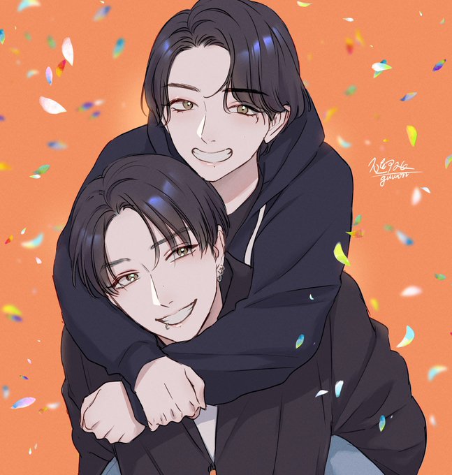 グクテテおんぶ、描きたくなってさ…#taekookfanart 