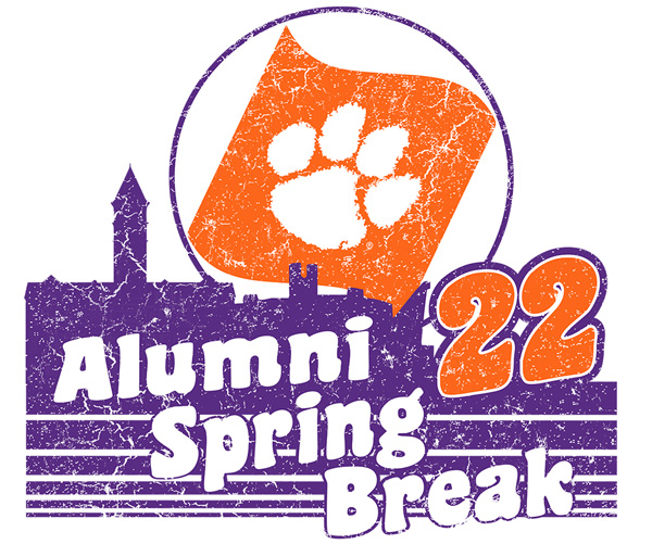ClemsonAlumni's tweet photo. Come home to Tigertown 3/24 - 26 for Alumni Spring Break. Reminisce about the good 'ole days w/tours, golf, a concert on College Ave and some of your favorite downtown establishments. Registration includes an Alumni Spring Break t-shirt and swag.

Buy tix: https://t.co/nK9LAFPZDW https://t.co/OiNdLFNTtl