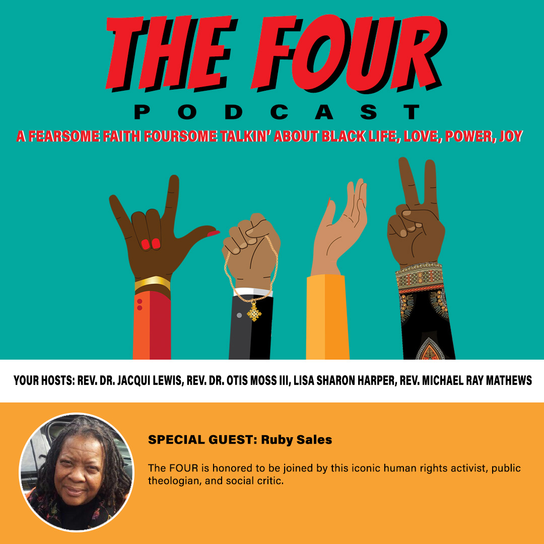 Join @om3 @lisasharper <a href="/mrmathews/">Michael-Ray Mathews</a> <a href="/RevJacquiLewis/">Rev. Dr. Jacqui Lewis</a> as they talk with the iconic @RubyNSales <a href="/fourdotblack/">The Four Podcast</a>