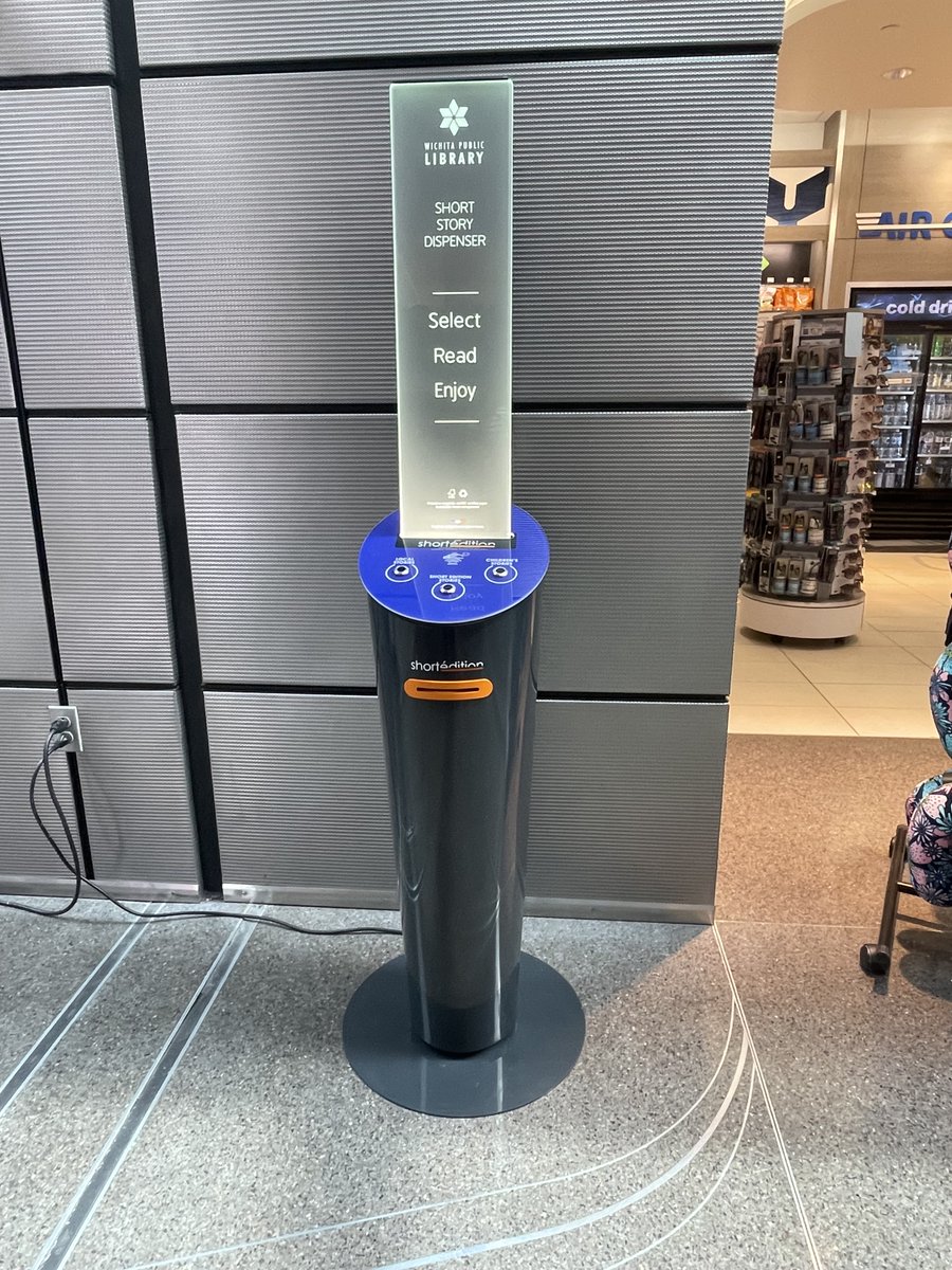 wichitalibrary's tweet photo. Are you traveling soon with @FlyICT ✈️

Grab a short story from the newly installed short story
dispenser courtesy of your Wichita Public Library! https://t.co/E0jHSDuLQX
