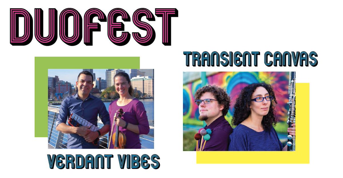 TONIGHT: DISTLER @ 8pm hear <a href="/transientcanvas/">Transient Canvas</a> &amp; @verdantvibes in DuoFest: music for violin, clarinet &amp; percussion. Works by @kirstenvolness, Kareem Roustom, <a href="/musicallyphresh/">Brittany J. Green</a>, Sid Richardson &amp; Mikhail Johnson, including 3 world premieres. Live &amp; streamed go.tufts.edu/musiclivestream